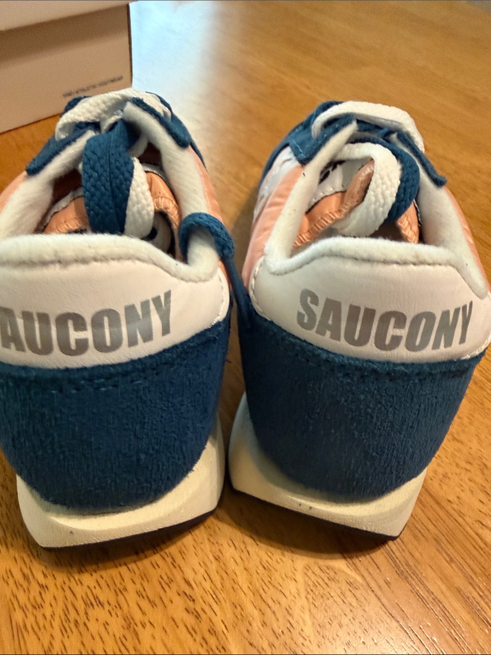 Saucony Peach and Teal Lace-Up Athletic Sneakers - Picture 4 of 10